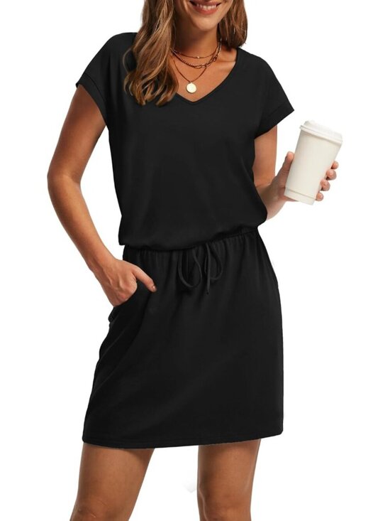 Dresses & Skirts - Summer Dresses for Women 2026 V Neck T Shirt Casual Mini Dresses Tie Waist Sundr